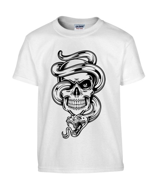 T-shirt Homme Tête de Mort Serpent [Tattoo, Tatouage, Rock, Gothique] T-shirt Manches Courtes, Col Rond
