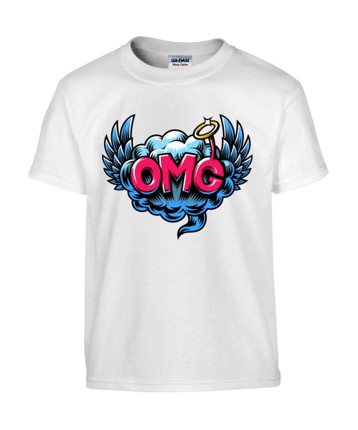T-shirt Homme Pop Art OMG [Graffiti, Oh My God, Rétro, Ange, Comics, Ailes, Nuage, Cartoon] T-shirt Manches Courtes, Col Rond