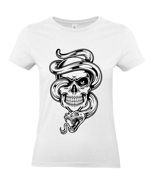 T-shirt Femme Tête de Mort Serpent [Tattoo, Tatouage, Rock, Gothique] T-shirt Manches Courtes, Col Rond