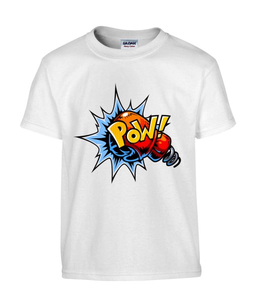 T-shirt Homme Pop Art Pow [Graffiti, Combat, Poing, Gant de Boxe, Sport, Rétro, Comics, Cartoon] T-shirt Manches Courtes, Col Rond