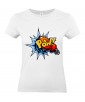 T-shirt Femme Pop Art Pow [Graffiti, Combat, Poing, Gant de Boxe, Sport, Rétro, Comics, Cartoon] T-shirt Manches Courtes, Col Rond