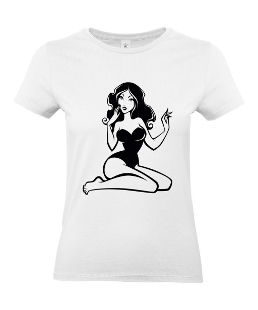 T-shirt Femme Pin-Up Rétro Pamela [Pin-Up, Ronde, Formes, Cartoon, Sexy, Coquin] T-shirt Manches Courtes, Col Rond