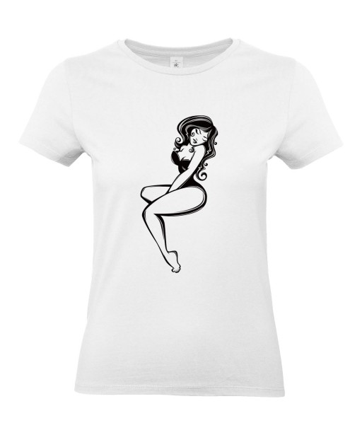 T-shirt Femme Pin-Up Rétro Beverly [Pin-Up, Ronde, Formes, Cartoon, Sexy, Coquin] T-shirt Manches Courtes, Col Rond