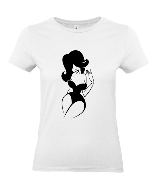 T-shirt Femme Pin-Up Rétro Victoria [Pin-Up, Ronde, Formes, Cartoon, Sexy, Coquin] T-shirt Manches Courtes, Col Rond