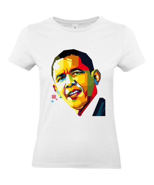 T-shirt Femme Pop Art Barack Obama [Président, USA, Star, Colorful, Célébrité] T-shirt Manches Courtes, Col Rond