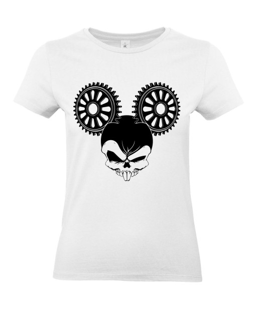 T-shirt Femme Tête de Mort Mickey Mouse [Skull, Trash, Films, Humour Noir, Disney, Parodie, Cinéma] T-shirt Manches Courtes, Col Rond