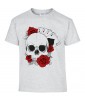 T-shirt Homme Tête de Mort Poker [Skull, Gothique, Cartes, Roses] T-shirt Manches Courtes, Col Rond