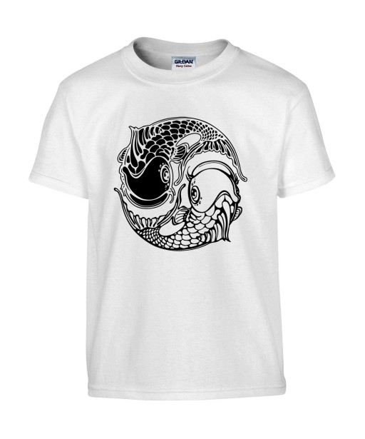 T-shirt Homme Tattoo Carpe Koï Yin Yang [Tatouage, Irezumi, Japon, Spiritualité, Zen, Animaux, Poisson, Religion] T-shirt Manches Courtes, Col Rond