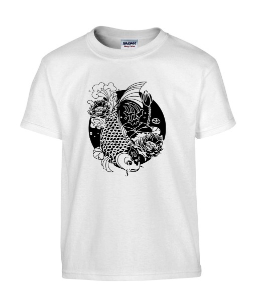 T-shirt Homme Tattoo Carpe Koï Lotus [Tatouage, Japon, Spiritualité, Zen, Animaux, Poisson, Religion] T-shirt Manches Courtes, Col Rond