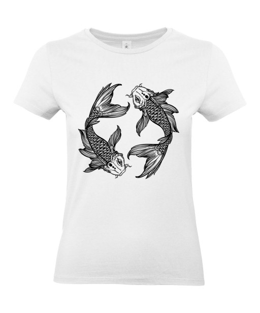 T-shirt Femme Tattoo Carpe Koï Irezumi [Tatouage, Spiritualité, Japon, Zen, Animaux, Poisson, Religion] T-shirt Manches Courtes, Col Rond