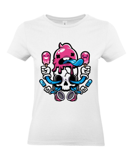 T-shirt Femme Tête de Mort Swag [Skull, Fun, Humour Noir, Trash] T-shirt Manches Courtes, Col Rond