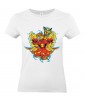 T-shirt Femme Tête de Mort Coeur Trash [Skull, Tattoo, Tatouage, Graphique, Design, Papillon] T-shirt Manches Courtes, Col Rond