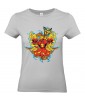 T-shirt Femme Tête de Mort Coeur Trash [Skull, Tattoo, Tatouage, Graphique, Design, Papillon] T-shirt Manches Courtes, Col Rond