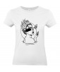 T-shirt Femme Tattoo Femme [Tatouage, Visage, Oiseaux, Roses, Colombe] T-shirt Manches Courtes, Col Rond