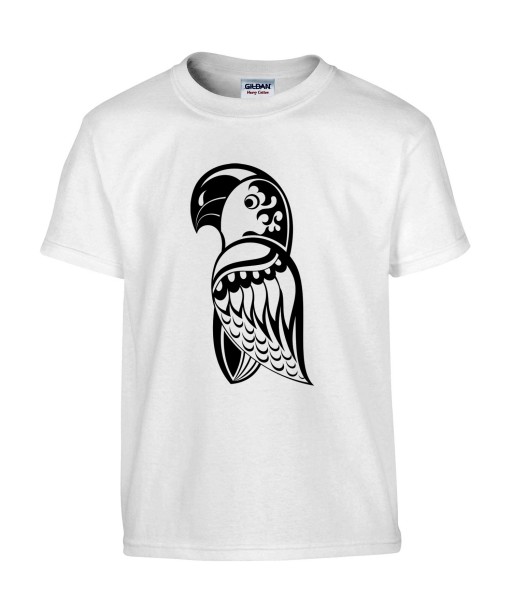 T-shirt Homme Tattoo Perroquet [Tatouage, Oiseau, Animaux, Tribal] T-shirt Manches Courtes, Col Rond