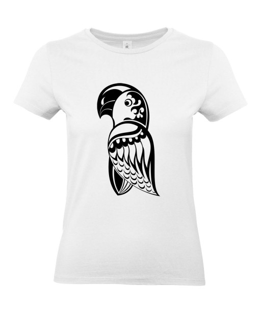 T-shirt Femme Tattoo Perroquet [Tatouage, Oiseau, Animaux, Tribal] T-shirt Manches Courtes, Col Rond