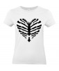 T-shirt Femme Coeur Squelette [Tête de Mort, Skull, Cœur, Os] T-shirt Manches Courtes, Col Rond
