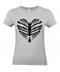 T-shirt Femme Coeur Squelette [Tête de Mort, Skull, Cœur, Os] T-shirt Manches Courtes, Col Rond