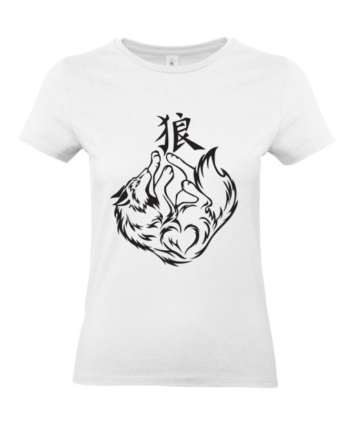 T-shirt Femme Tattoo Tribal Loup Symbole [Tatouage, Animaux, Graphique, Design] T-shirt Manches Courtes, Col Rond