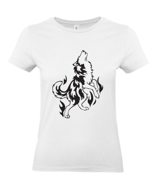T-shirt Femme Tattoo Tribal Loup Hurlement [Tatouage, Animaux, Graphique, Design] T-shirt Manches Courtes, Col Rond