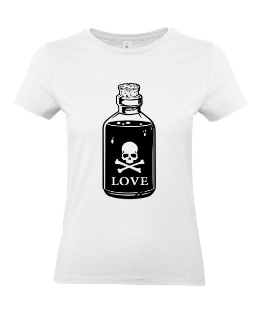 T-shirt Femme Tête de Mort Poison [Skull, Humour Noir, Amour, Love] T-shirt Manches Courtes, Col Rond