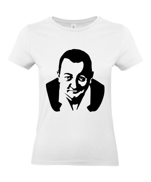 T-shirt Femme Coluche [Célébrité, Humour, humoriste, Resto du Coeur, Les enfoirés, Musique] T-shirt manche Courtes, Col Rond