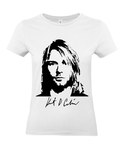T-shirt Femme Kurt Cobain [Rock, Nirvana, Chanteur, Célébrité, Musique] T-shirt manche Courtes, Col Rond