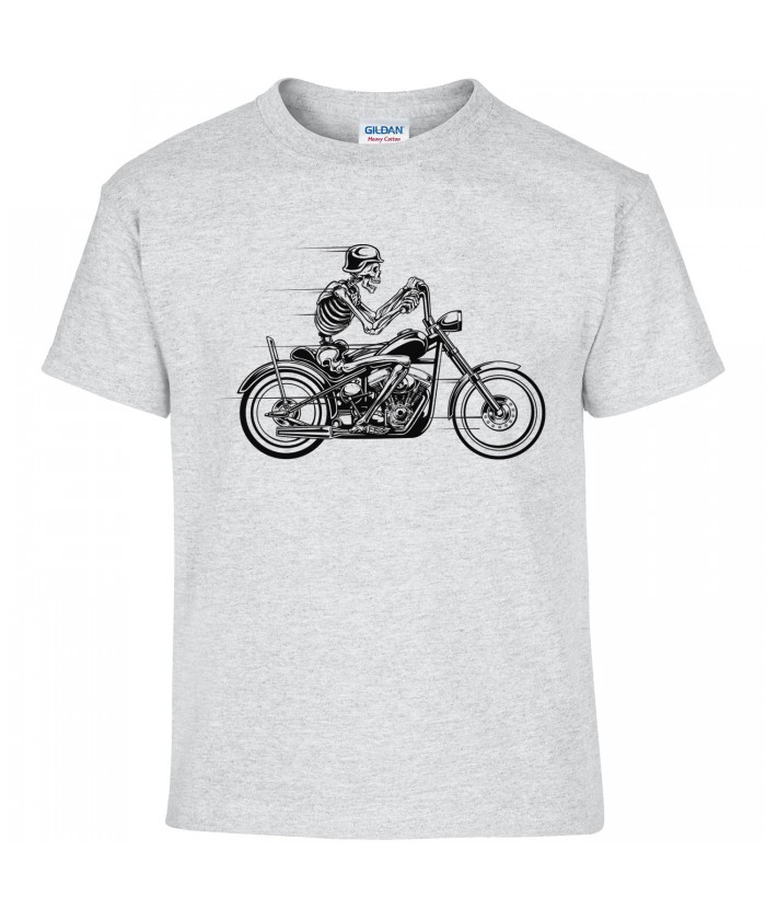 T-shirt Homme Tête de Mort Moto [Skull, Biker, Motard] T-shirt Manches  Courtes, Col Rond