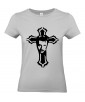 T-shirt Femme Johnny Hallyday Croix [Chanteur, Célébrité, Rockeur, Motard] T-shirt manche Courtes, Col Rond