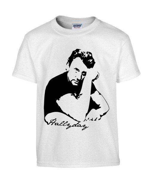 T-shirt Homme Johnny Hallyday Signature [Chanteur, Johnny Hallyday, Célébrité, Rockeur, Motard, Johnny] T-shirt manche Courtes, Col Rond
