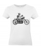 T-shirt Femme Tête de Mort Moto [Skull, Biker, Motard] T-shirt Manches Courtes, Col Rond