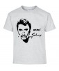 T-shirt Homme Merci Johnny [Chanteur, Johnny Hallyday, Célébrité, Rockeur, Motard] T-shirt manche Courtes, Col Rond