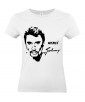 T-shirt Femme Merci Johnny [Chanteur, Johnny Hallyday, Célébrité, Rockeur, Motard] T-shirt manche Courtes, Col Rond