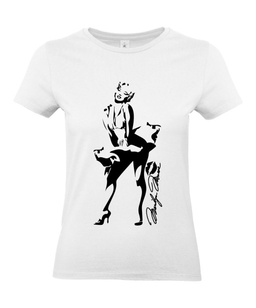 T-shirt Femme Marilyn Monroe [Musique, Bisous, Sexy, Actrice, Signature, Jupe, Poupoupidou, Célébrité] T-shirt manche Courtes, Col Rond