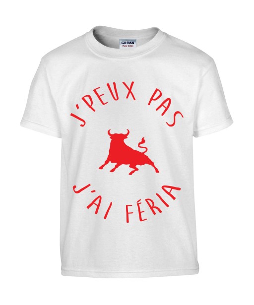 T-shirt Homme Taureau J'peux pas j'ai féria [Humour Fun, Amusant, Alcool, Bière, Vachette, Drôle, Comique, Fête et Bandas] T-shirt manche Courtes, Col Rond