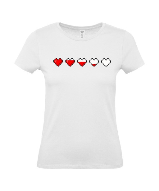 T-shirt Femme Gaming Life [Geek, Pixel, Console, Heart] T-shirt manches courtes, Col Rond