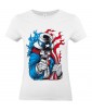 T-shirt Femme Tête de Mort Uncle Sam [Skull, Célébrité, Humour Noir, USA, Parodie] T-shirt Manches Courtes, Col Rond