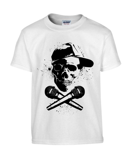 T-shirt Homme Tête de Mort Rap [Street Art, Urban, Hip-Hop, Musique] T-shirt Manches Courtes, Col Rond