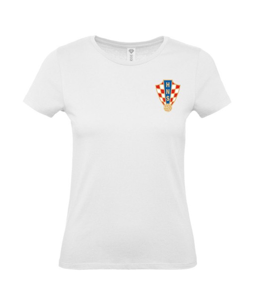 T-shirt Femme Foot Croatie [Foot, sport, Equipe de foot, Croatie, Damier] T-shirt manches courtes, Col Rond