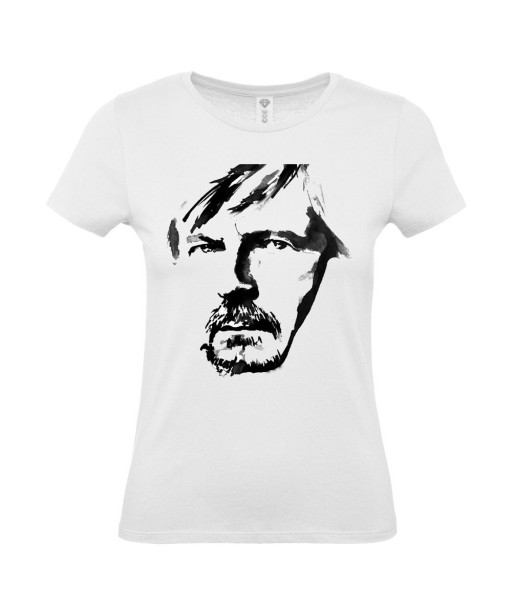 T-shirt Femme Johnny Hallyday Croix [Chanteur, Célébrité, Rockeur, Motard] T-shirt manche Courtes, Col Rond