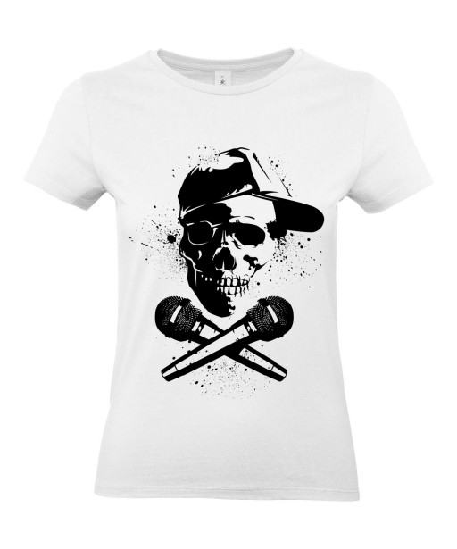 T-shirt Femme Tête de Mort Rap [Street Art, Urban, Hip-Hop, Musique] T-shirt Manches Courtes, Col Rond