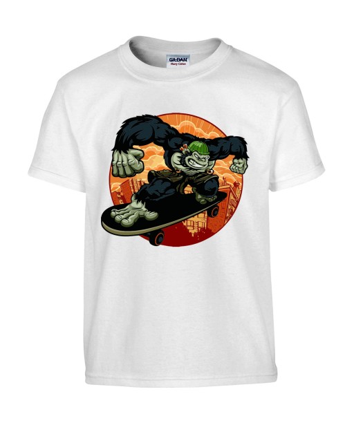 T-shirt Homme Gorille Skater [Street Art, Animaux, Urban, Swag] T-shirt Manches Courtes, Col Rond