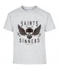 T-shirt Homme Tête de Mort Biker [Skull, Motard, Moto, Ange, Démon] T-shirt Manches Courtes, Col Rond
