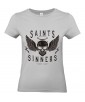 T-shirt Femme Tête de Mort Biker [Skull, Motard, Moto, Ange, Démon] T-shirt Manches Courtes, Col Rond
