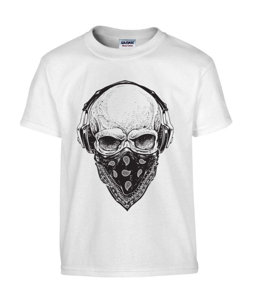 T-shirt Homme Tête de Mort Gangster [Skull, Urban, Hip-Hop, Skater] T-shirt Manches Courtes, Col Rond