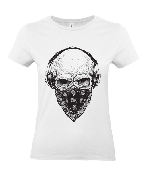 T-shirt Femme Tête de Mort Gangster [Skull, Urban, Hip-Hop, Skater] T-shirt Manches Courtes, Col Rond