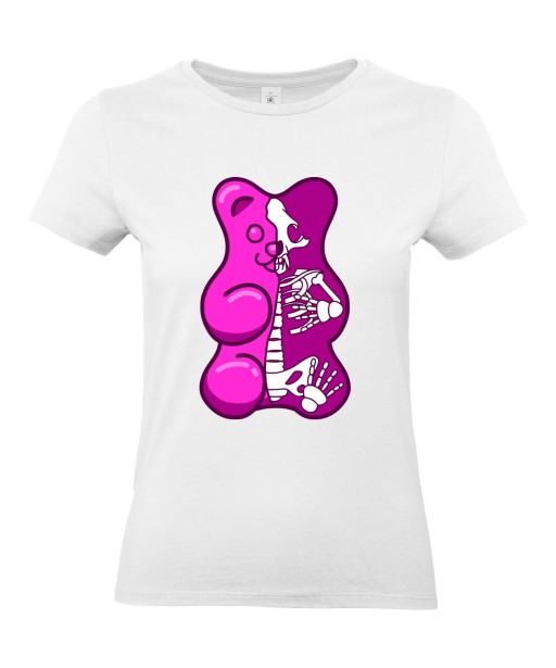 T-shirt Femme Trash Nounours [Humour Noir, Squelette, Swag, Fun, Drôle] T-shirt Manches Courtes, Col Rond