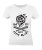T-shirt Femme Tête de Mort Biker [Skull, Motard, Moto] T-shirt Manches Courtes, Col Rond