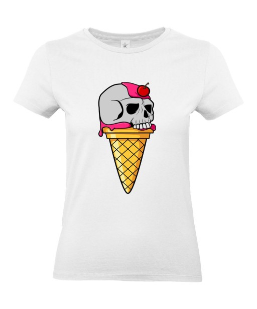 T-shirt Femme Trash Glace Tête de Mort [Humour Noir, Skull, Swag, Fun, Drôle] T-shirt Manches Courtes, Col Rond