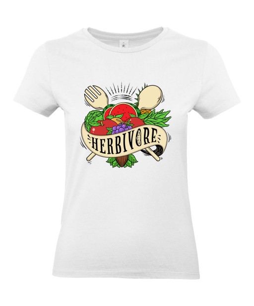 T-shirt Femme Herbivore [Nature, Humour Noir, Vegan, Bio, Écologie] T-shirt Manches Courtes, Col Rond